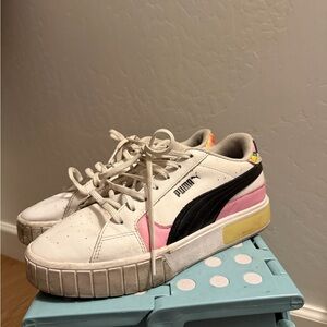 PUMA White, Pink, and Black Sneakers
